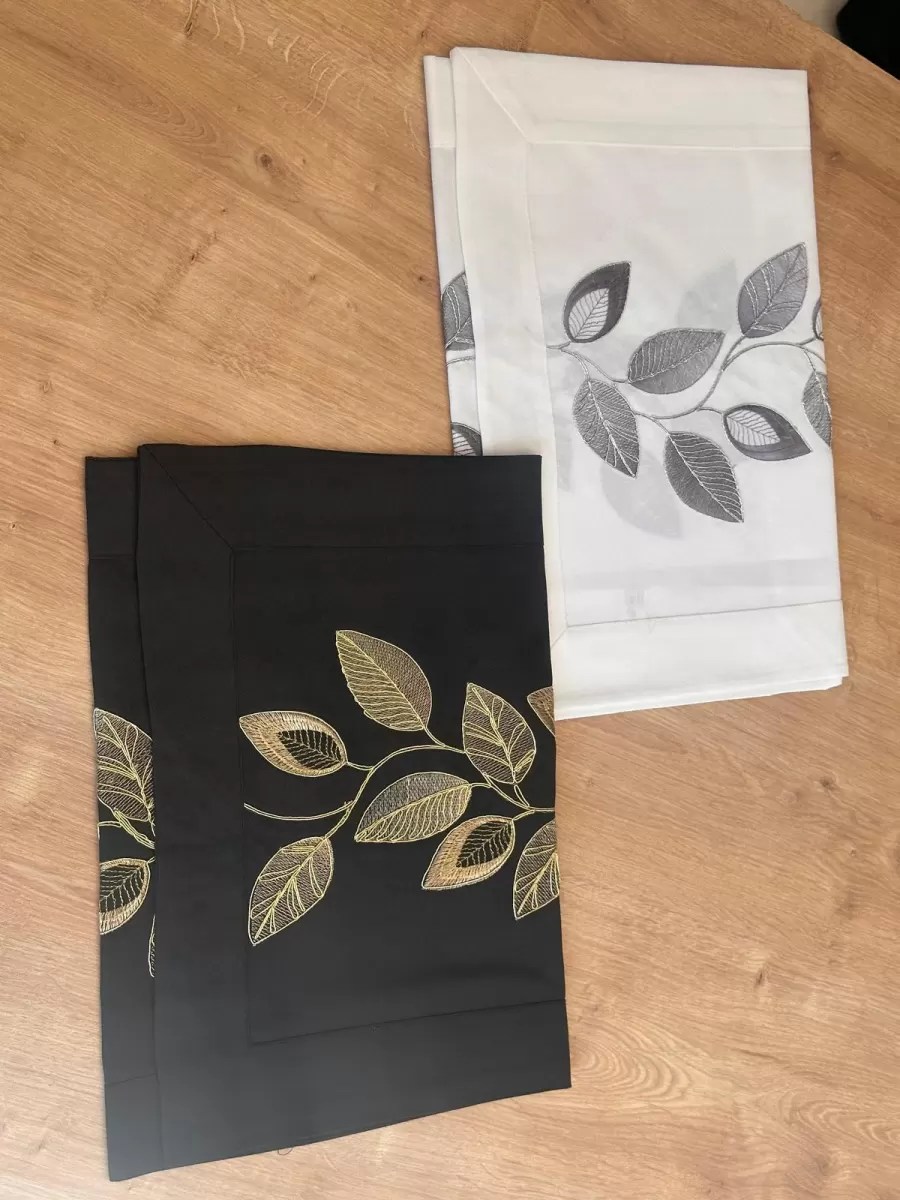 Masa Üzerine Runner, Masa Örtüsü Fransız Dantel Detaylı Yaprak 40 x 90 cm Krem