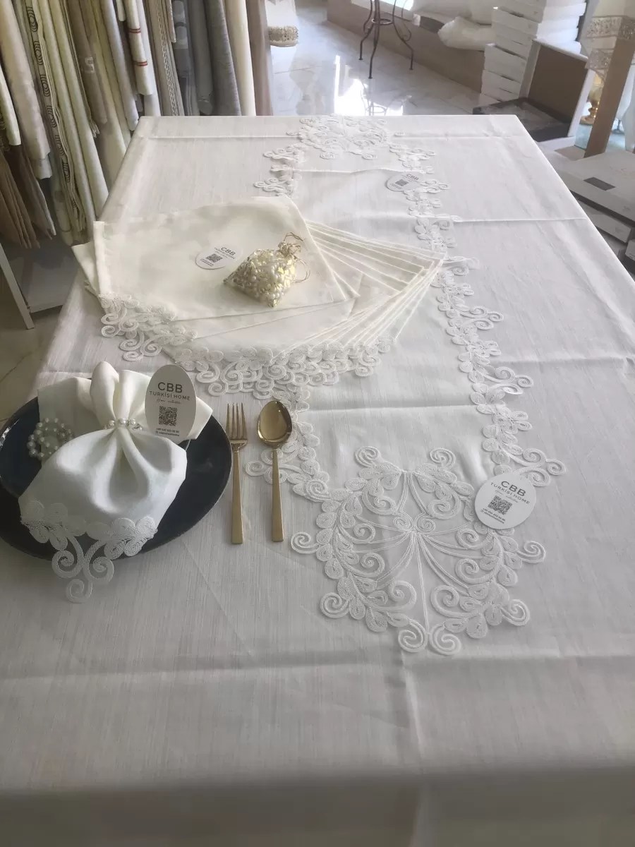 Sofra Takımı 12 Kişilik 26 Parça Anna Model Yemek Takımı Örtüsü Dertsiz 160 x 220 cm Masa Örtüsü