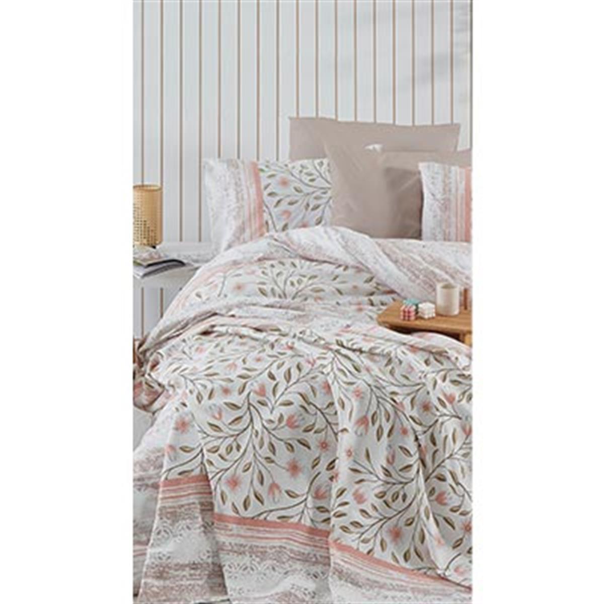 Cotton Life Çift Kişilik Baskılı Pike Takımı Fiesta Pembe