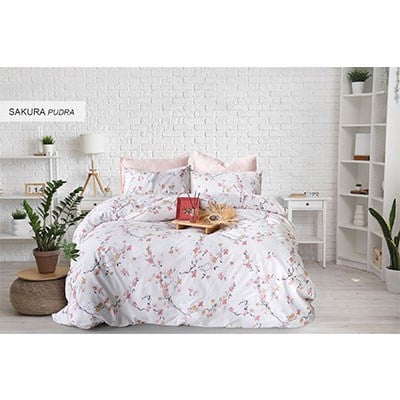 Cotton Life Çift Kişilik Nevresim Takımı Sakura Pudra