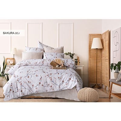 Cotton Life Çift Kişilik Nevresim Takımı Sakura Bej