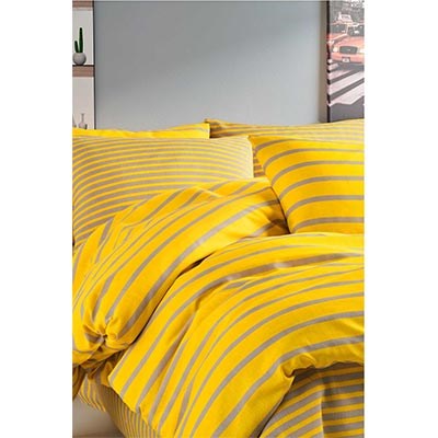 COTTON LİFE ÇİFT KİŞİLİK NEVRESİM TAKIMI STRİPE SARI (KUTULU)