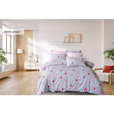 Cotton Life Tek Kişilik Nevresim Takımı Maya Kırmızı