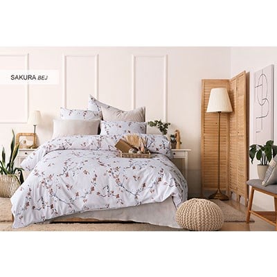 Cotton Life Tek Kişilik Nevresim Takımı Sakura Bej