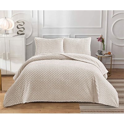 Dainty Home Çift Kişilik Yatak Örtüsü PeTek Bej