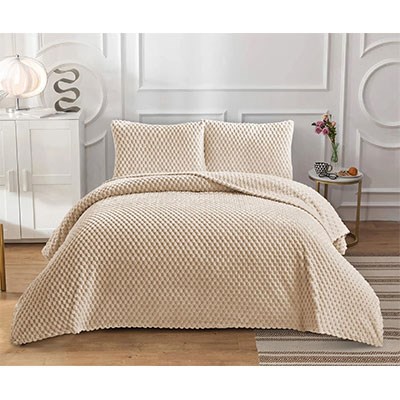 Dainty Home Çift Kişilik Yatak Örtüsü PeTek Vizon