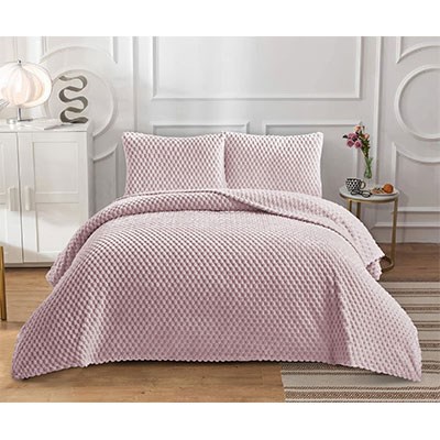 Dainty Home Çift Kişilik Yatak Örtüsü PeTek Pudra