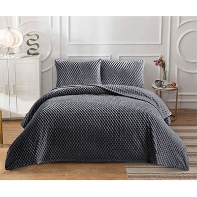Dainty Home Çift Kişilik Yatak Örtüsü PeTek Antrasit