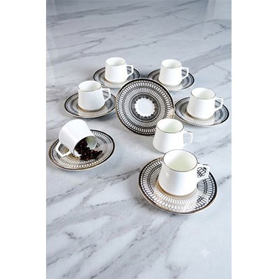 Evix 6'LI Fincan Takımı Crown Platin  12 Parça