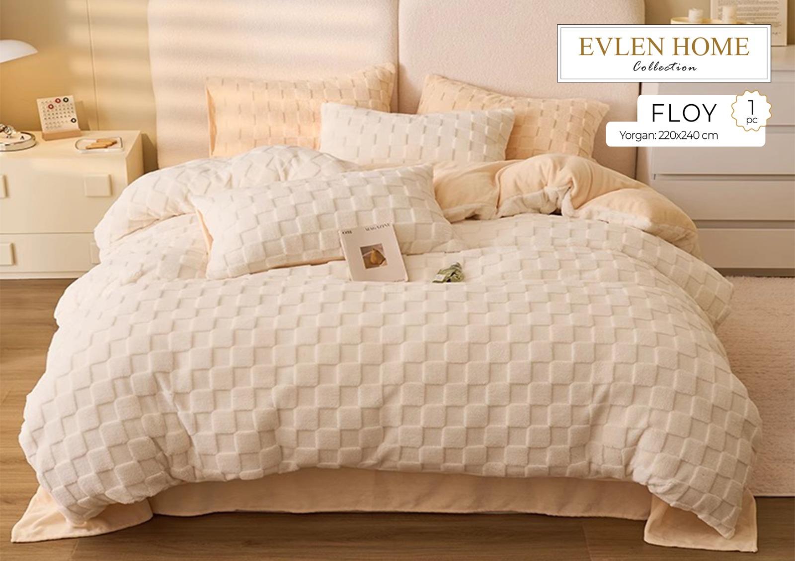 Evren Çift Kişilik Kürk Yorgan Floy Krem