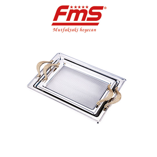 FMS 2'li Lüks Çelik Tepsi 9051K