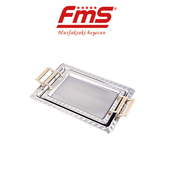 FMS 2'li Lüks Çelik Tepsi 9052K