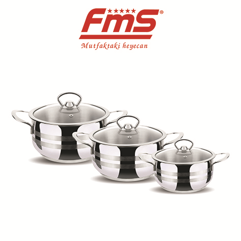 FMS 6 Parça İnci Güveç Çelik Tencere Seti