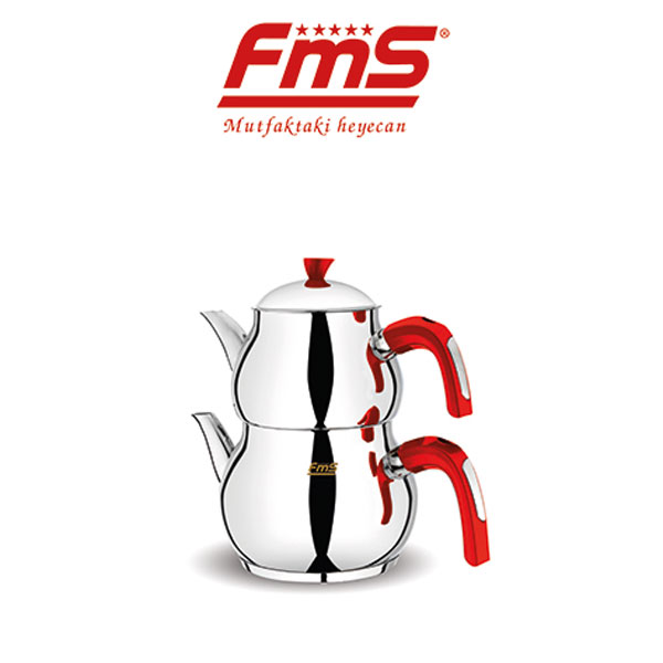 FMS Çelik Çaydanlık Takımı Orta Küre Kırmızı