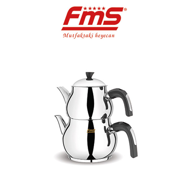 FMS Çelik Çaydanlık Takımı Orta Küre Siyah