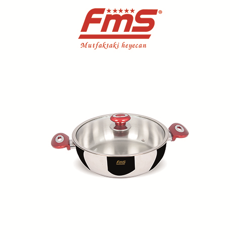 FMS İdeal 26 Cm Çelik KısaTencere Kırmızı