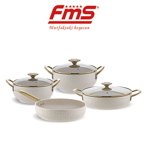 FMS Mercan 7 Parça Tencere Seti Bej