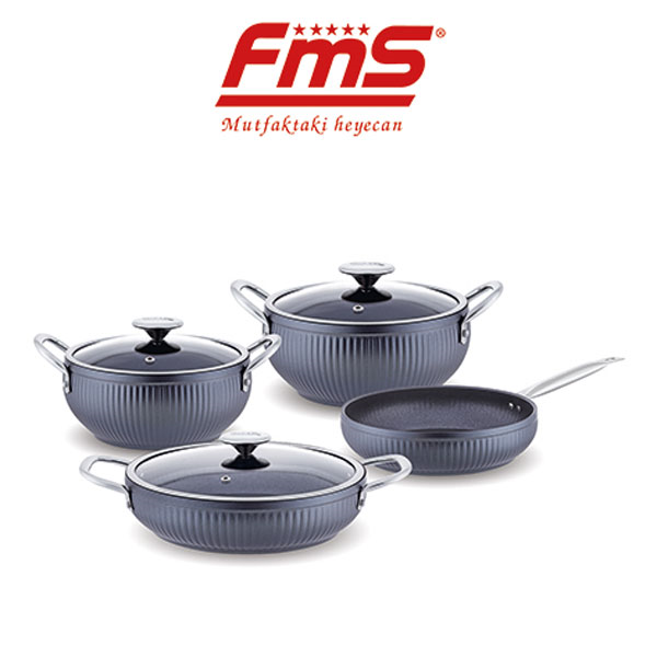 FMS Mercan 7 Parça Tencere Seti Gri