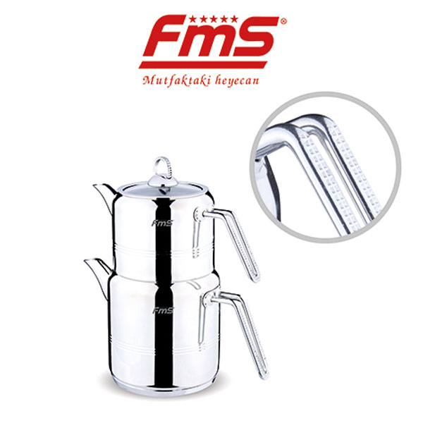 FMS Silindir Çelik Çaydanlık Takımı Ekmas Kulp Midi
