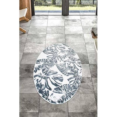 HIC&W Amazon Oval Pamuk Viskon Banyo Paspası 90x120 Gri