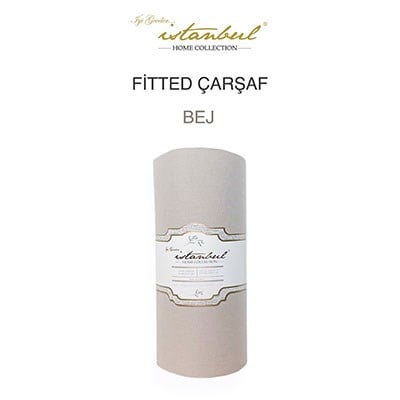 İyi Geceler İstanbul Çift Kişilik Fitted Çarşaf Bej