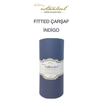 İyi Geceler İstanbul Çift Kişilik Fitted Çarşaf İndigo