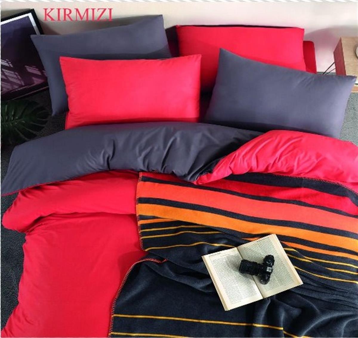 İyi Geceler İstanbul Exclusive Ranforce Çift Kişilik Nevresim Takımı İn Line Kırmızı