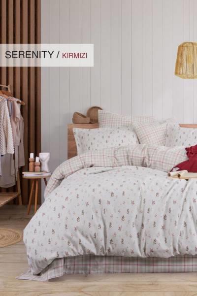 İyi Geceler İstanbul Flanel Çift Kişilik Nevresim Takımı Serenity Kırmızı