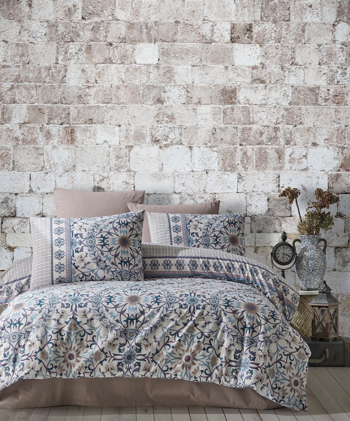 İyi Geceler İstanbul Percale Çift Kişilik Nevresim Takımı Efsun Mavi