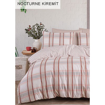 İyi Geceler İstanbul Percale Tek Kişilik Nevresim Takımı Nocturne Kiremit