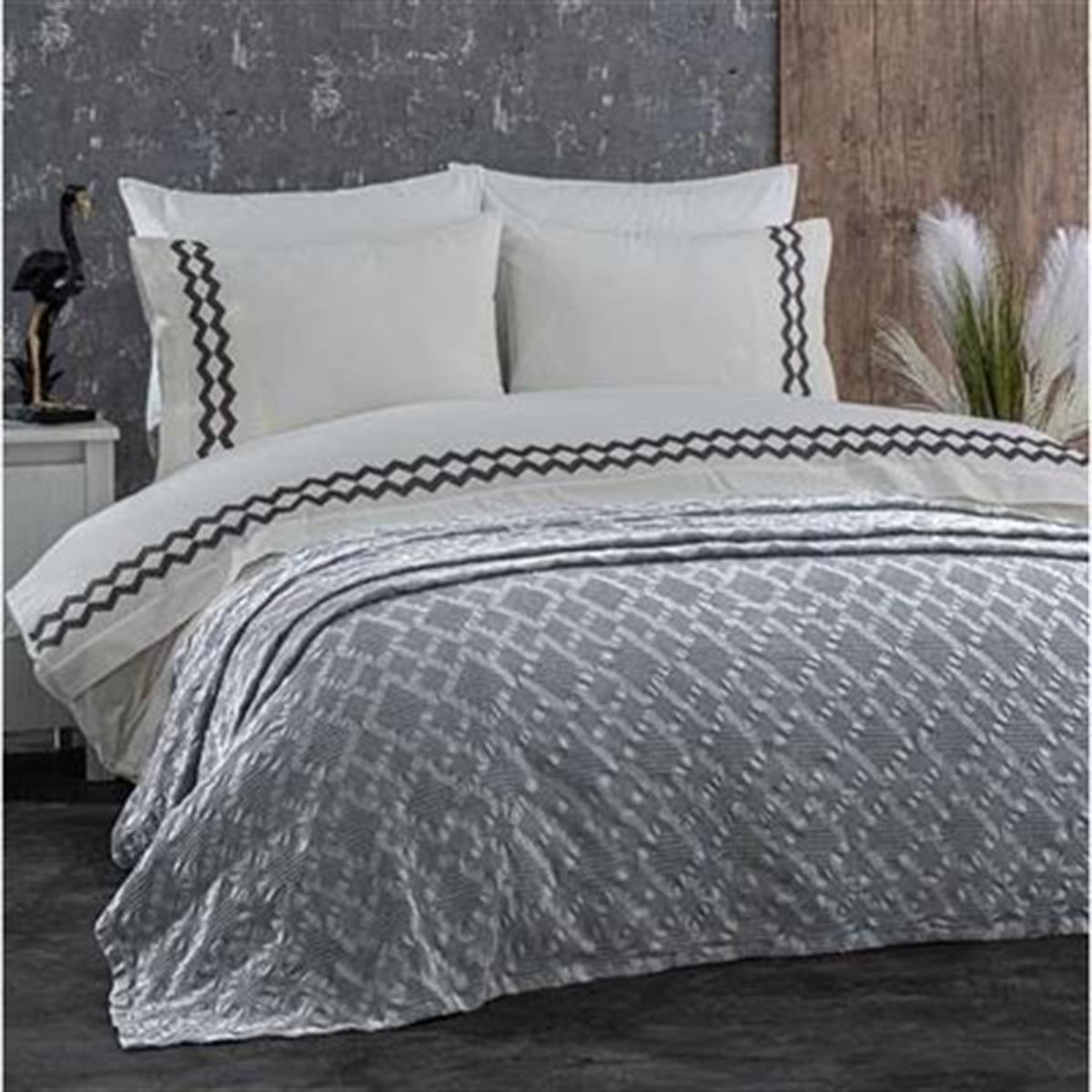 Nazik Home Çift Kişilik Nevresimli Pike Seti Sierra İndigo 7 Parça