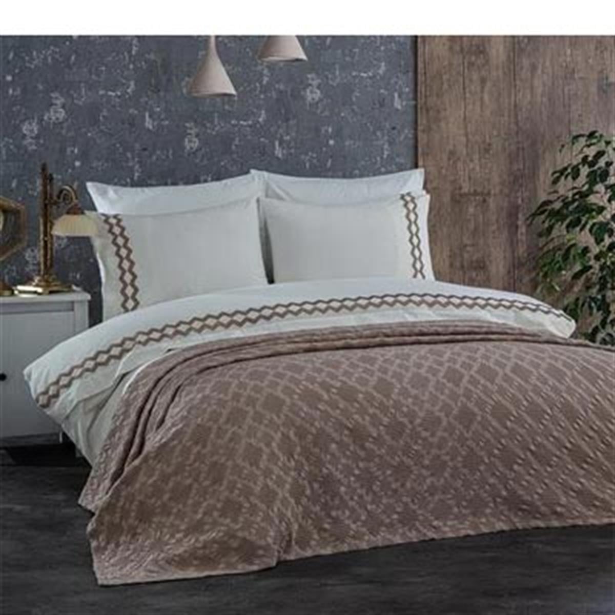 Nazik Home Çift Kişilik Nevresimli Pike Seti Sierra Bej 7 Parça