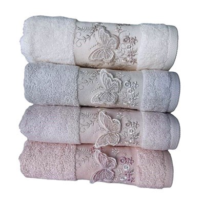 Pupilla 4 Lü Bambu Nakışlı Cristina Kelebek Havlu Takımı 50x90