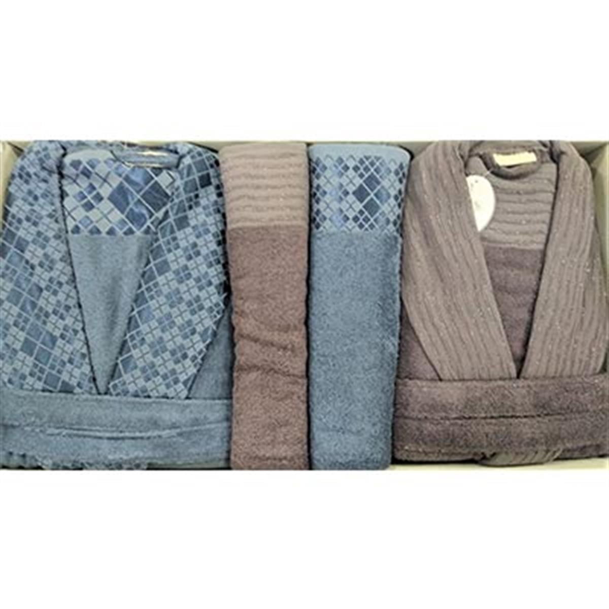PUPİLLA AİLE BORNOZ SET BAMBU FORMEN-FRİDA K.MÜRDÜM-LACİVERT