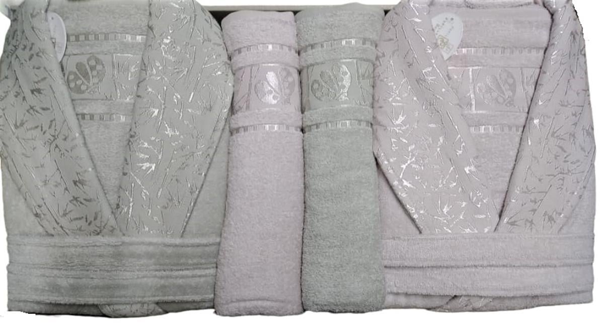 Pupilla Aile Bornoz Seti Bambo Silver Pudra-Bej