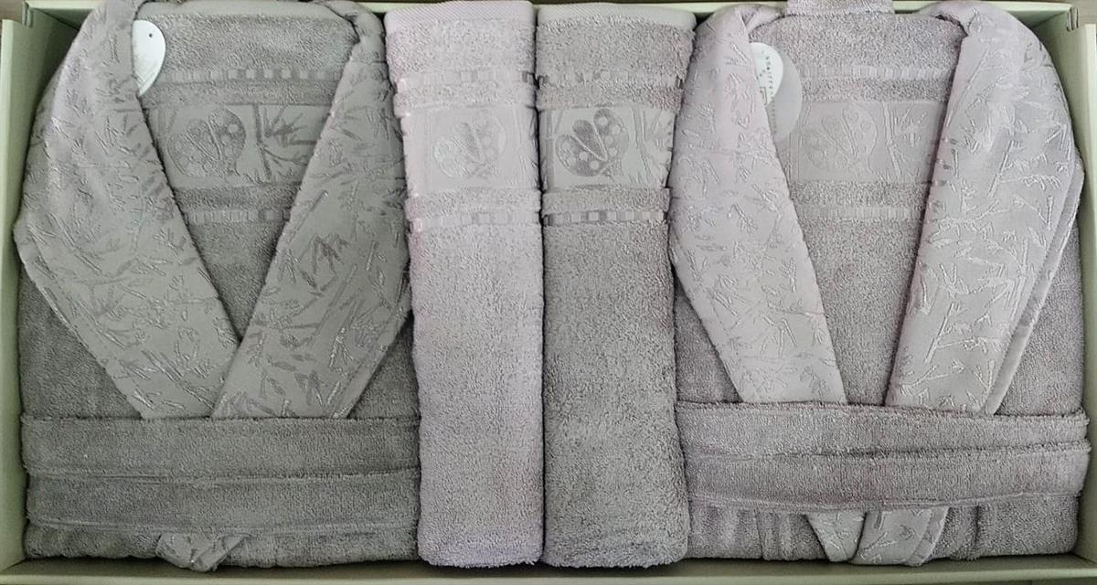 Pupilla Aile Bornoz Seti Bambo Silver K.Lila-K.Gri