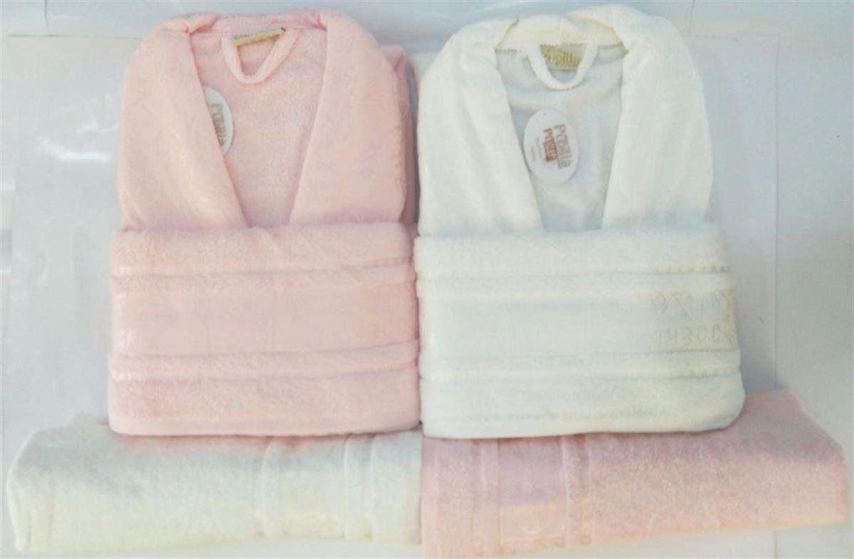 Pupilla Aile Bornoz Seti Bambo Silver PEmbe-Ekru