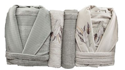 PUPILLA AİLE BORNOZ SETİ BAMBU BOMONTI SAZLIK LİLA - GRİ