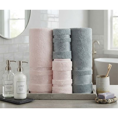 Şıkel Hamam Takımı Cotton Krizantem Yeşil-Somon