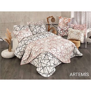 Artemis Nakışlı Tek Kişilik Yatak Örtüsü Krem - Kırmızı