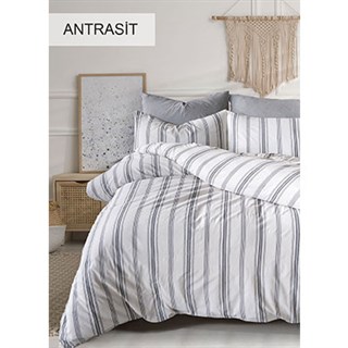Cotton Life Tek Kişilik Nevresim Takımı İpliği Boyalı Natural Antrasit