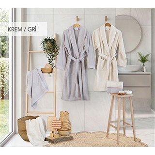 İyi Geceler İstanbul Aile Seti Soft Linen Krem-Gri