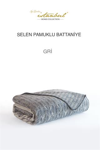 İyi Geceler İstanbul Çift Kişilik Battaniye Selen Gri