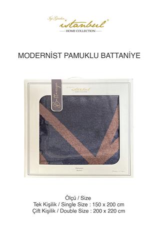 İyi Geceler İstanbul Çift Kişilik Pamuklu Battaniye Modernist Hardal