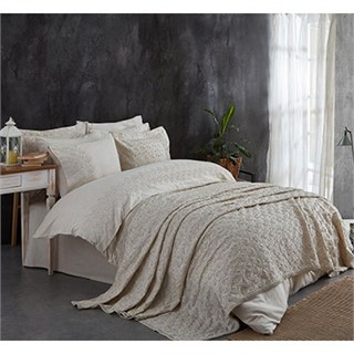 Nazik Home Çift Kişilik Nevresimli Pike Seti Maria Naturel