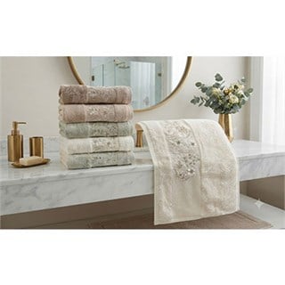 Pupilla Bambu Nakışlı Havlu 6 Lı 50*90 Karla Papatya