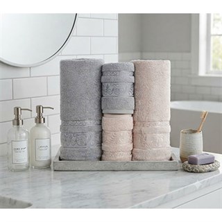 Şıkel Hamam Takımı Cotton Krizantem Bej- Gri