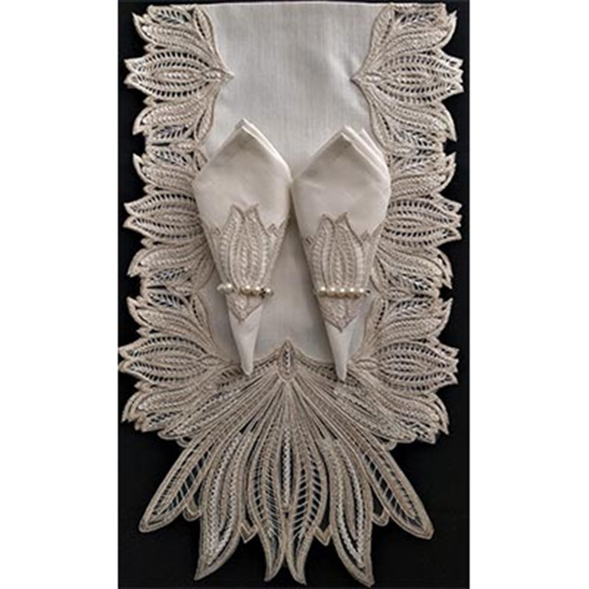 ATAK RUNNER MASA SETİ ZAMBAK KREM - GOLD