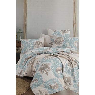 COTTON LİFE ÇİFT KİŞİLİK BASKILI PİKE TAKIMI ALANİS MİNT