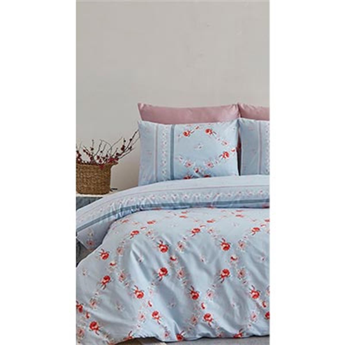 Cotton Life Çift Kişilik Baskılı Pike Takımı Siena Mavi